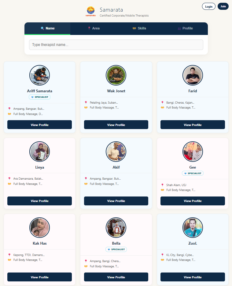 Samarata Therapist Roster